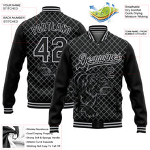 Charger l'image dans la galerie, Custom Black Gray Check And Tiger 3D Pattern Design Bomber Full-Snap Varsity Letterman Jacket