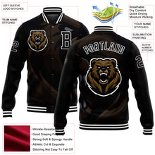 Laden Sie das Bild in den Galerie-Viewer, Custom Black White 3D Pattern Design Bomber Full-Snap Varsity Letterman Jacket