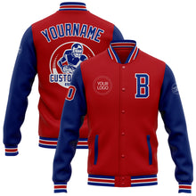 Load image into Gallery viewer, Custom Red Royal-White Bomber Full-Snap Varsity Letterman Two Tone Jacket
