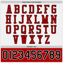 Laden Sie das Bild in den Galerie-Viewer, Custom White Red-Black Bomber Full-Snap Varsity Letterman Two Tone Jacket