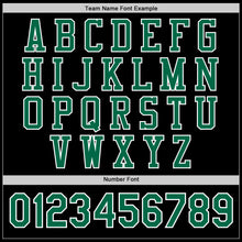 Load image into Gallery viewer, Custom Black Kelly Green-White Bomber Full-Snap Varsity Letterman Jacket