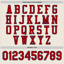 Load image into Gallery viewer, Custom Cream Red-Navy Bomber Full-Snap Varsity Letterman Jacket