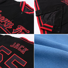 Load image into Gallery viewer, Custom Light Blue White-Royal Bomber Full-Snap Varsity Letterman Jacket