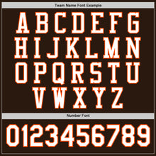 Load image into Gallery viewer, Custom Brown White-Orange Bomber Full-Snap Varsity Letterman Jacket