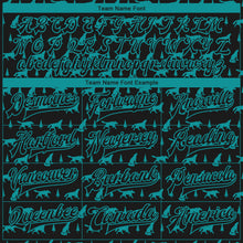 Charger l'image dans la galerie, Custom Black Teal Wolf 3D Pattern Design Bomber Full-Snap Varsity Letterman Jacket