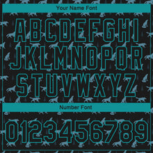 Charger l'image dans la galerie, Custom Black Teal Wolf 3D Pattern Design Bomber Full-Snap Varsity Letterman Jacket