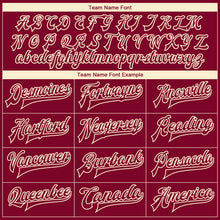 Laden Sie das Bild in den Galerie-Viewer, Custom Maroon Cream Wolves Hauling Jumping And Running 3D Pattern Design Bomber Full-Snap Varsity Letterman Jacket