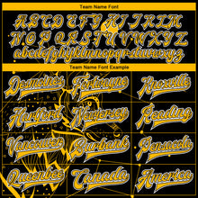 Charger l'image dans la galerie, Custom Black Gold-White Wolf 3D Pattern Design Bomber Full-Snap Varsity Letterman Jacket