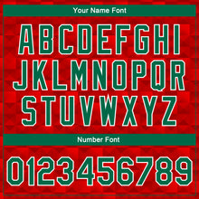 Charger l'image dans la galerie, Custom Red Kelly Green-White Mexico 3D Bomber Full-Snap Varsity Letterman Jacket