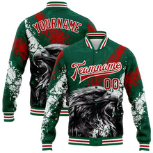 Charger l'image dans la galerie, Custom Kelly Green Red-White Eagle Mexico 3D Bomber Full-Snap Varsity Letterman Jacket