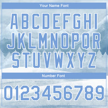 Загрузить изображение в средство просмотра галереи, Custom White Light Blue Watercolor Winter Landscape With Snowy Trees 3D Pattern Design Bomber Full-Snap Varsity Letterman Jacket