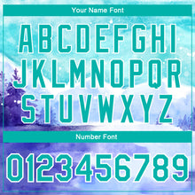 Загрузить изображение в средство просмотра галереи, Custom Aqua White Winter Landscape With Watercolor Snowy Mountains And Trees 3D Pattern Design Bomber Full-Snap Varsity Letterman Jacket