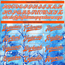 Load image into Gallery viewer, Custom Royal Orange-White Lovely Winter Landscape With Snowy Trees 3D Pattern Design Bomber Full-Snap Varsity Letterman Jacket