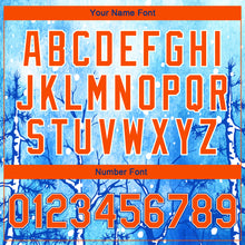 Load image into Gallery viewer, Custom Royal Orange-White Lovely Winter Landscape With Snowy Trees 3D Pattern Design Bomber Full-Snap Varsity Letterman Jacket