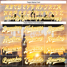 Загрузить изображение в средство просмотра галереи, Custom Gold White Big Ben And Westminster Bridge London UK City Edition 3D Bomber Full-Snap Varsity Letterman Jacket