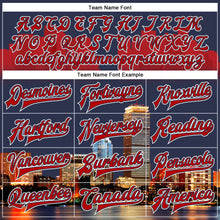 Загрузить изображение в средство просмотра галереи, Custom Navy Red-White Boston Massachusetts City Edition 3D Bomber Full-Snap Varsity Letterman Jacket