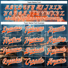 Загрузить изображение в средство просмотра галереи, Custom Navy Orange-White Houston Texas City Edition 3D Bomber Full-Snap Varsity Letterman Jacket