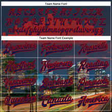 Загрузить изображение в средство просмотра галереи, Custom Navy Red Los Angeles California City Edition 3D Bomber Full-Snap Varsity Letterman Jacket