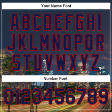 Загрузить изображение в средство просмотра галереи, Custom Navy Red Los Angeles California City Edition 3D Bomber Full-Snap Varsity Letterman Jacket