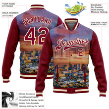 Charger l'image dans la galerie, Custom Maroon Cream Phoenix Arizona City Edition 3D Bomber Full-Snap Varsity Letterman Jacket