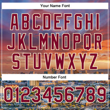 Charger l'image dans la galerie, Custom Maroon Cream Phoenix Arizona City Edition 3D Bomber Full-Snap Varsity Letterman Jacket