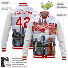 Загрузить изображение в средство просмотра галереи, Custom White Red Cincinnati Ohio City Edition 3D Bomber Full-Snap Varsity Letterman Jacket