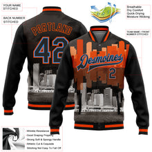 Charger l'image dans la galerie, Custom Black Powder Blue-Orange Miami Florida City Edition 3D Bomber Full-Snap Varsity Letterman Jacket