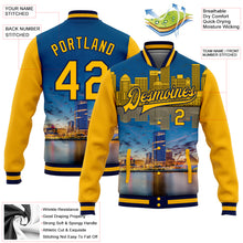 Charger l'image dans la galerie, Custom Gold Navy Milwaukee Wisconsin City Edition 3D Bomber Full-Snap Varsity Letterman Jacket