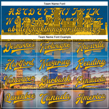 Charger l'image dans la galerie, Custom Gold Navy Milwaukee Wisconsin City Edition 3D Bomber Full-Snap Varsity Letterman Jacket