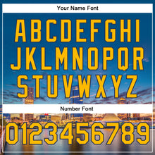 Charger l'image dans la galerie, Custom Gold Navy Milwaukee Wisconsin City Edition 3D Bomber Full-Snap Varsity Letterman Jacket