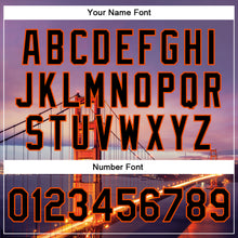 Charger l'image dans la galerie, Custom Black Orange The Golden Gate Bridge San Francisco California City Edition 3D Bomber Full-Snap Varsity Letterman Jacket