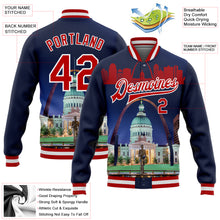 Load image into Gallery viewer, Custom Navy Red-White The Gateway Arch St.Louis Missouri City Edition 3D Bomber Full-Snap Varsity Letterman Jacket
