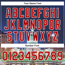 Загрузить изображение в средство просмотра галереи, Custom Navy Red-White The Gateway Arch St.Louis Missouri City Edition 3D Bomber Full-Snap Varsity Letterman Jacket