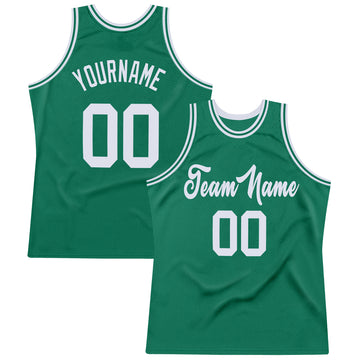 Custom Kelly Green White Authentic Throwback Basketball Jersey