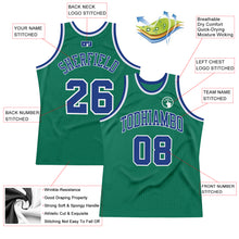 Загрузить изображение в средство просмотра галереи, Custom Kelly Green Royal-White Authentic Throwback Basketball Jersey