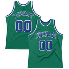 Загрузить изображение в средство просмотра галереи, Custom Kelly Green Royal-White Authentic Throwback Basketball Jersey