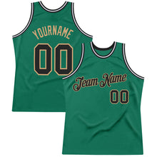 Загрузить изображение в средство просмотра галереи, Custom Kelly Green Black-Old Gold Authentic Throwback Basketball Jersey