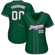 Load image into Gallery viewer, Custom Kelly Green White-Pink Authentic Baseball Jersey