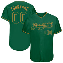 Load image into Gallery viewer, Custom Kelly Green Kelly Green-Old Gold Authentic Baseball Jersey