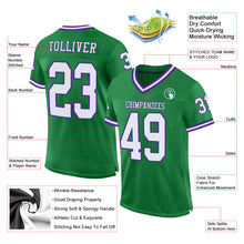 Загрузить изображение в средство просмотра галереи, Custom Grass Green White-Purple Mesh Authentic Throwback Football Jersey