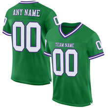 Загрузить изображение в средство просмотра галереи, Custom Grass Green White-Purple Mesh Authentic Throwback Football Jersey