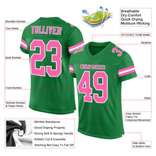 Charger l'image dans la galerie, Custom Grass Green Pink-White Mesh Authentic Football Jersey