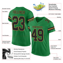 Загрузить изображение в средство просмотра галереи, Custom Grass Green Black-Old Gold Mesh Authentic Football Jersey