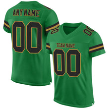 Загрузить изображение в средство просмотра галереи, Custom Grass Green Black-Old Gold Mesh Authentic Football Jersey