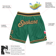 Load image into Gallery viewer, Custom Kelly Green White Pinstripe Old Gold-Black Authentic Basketball Shorts