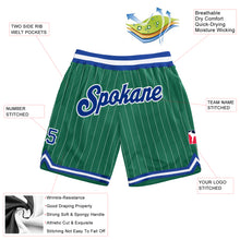 Laden Sie das Bild in den Galerie-Viewer, Custom Kelly Green White Pinstripe Royal-White Authentic Basketball Shorts