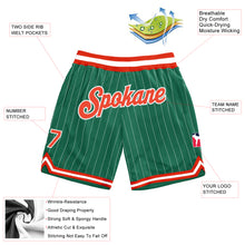 Charger l'image dans la galerie, Custom Kelly Green White Pinstripe Orange-White Authentic Basketball Shorts