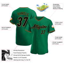 Load image into Gallery viewer, Custom Kelly Green Black-Old Gold Authentic Baseball Jersey