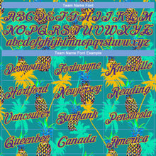Laden Sie das Bild in den Galerie-Viewer, Custom Kelly Green Purple-Gold 3D Pattern Hawaii Palm Trees Pineapples Authentic Basketball Jersey