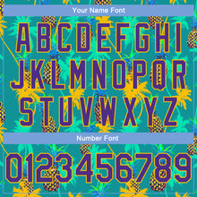 Laden Sie das Bild in den Galerie-Viewer, Custom Kelly Green Purple-Gold 3D Pattern Hawaii Palm Trees Pineapples Authentic Basketball Jersey